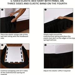 Stylish Double Elastic Bed Skirt for Bedroom and Guest Room
