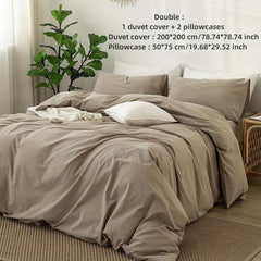 3pcs Duvet Cover Set Solid Brushed Microfiber Fabric Bedding Set