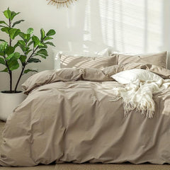 3pcs Duvet Cover Set Solid Brushed Microfiber Fabric Bedding Set