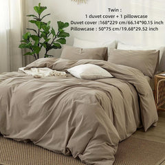 3pcs Duvet Cover Set Solid Brushed Microfiber Fabric Bedding Set