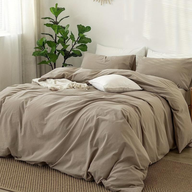 3pcs Duvet Cover Set Solid Brushed Microfiber Fabric Bedding Set