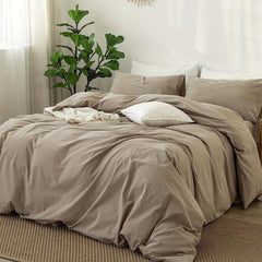 3pcs Duvet Cover Set Solid Brushed Microfiber Fabric Bedding Set