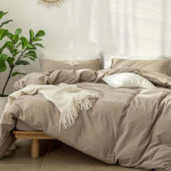 3pcs Duvet Cover Set Solid Brushed Microfiber Fabric Bedding Set