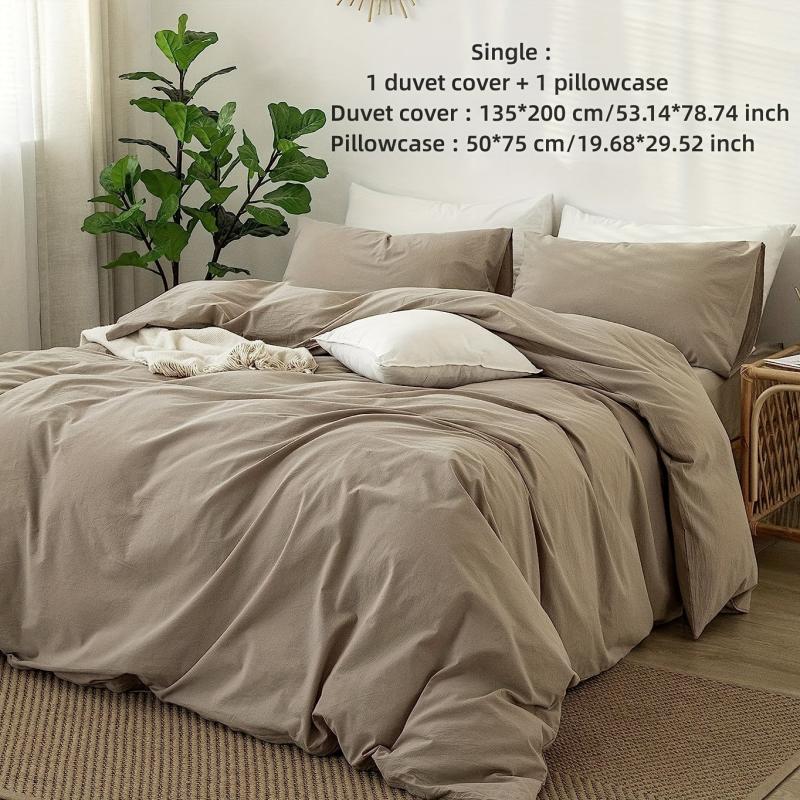 3pcs Duvet Cover Set Solid Brushed Microfiber Fabric Bedding Set