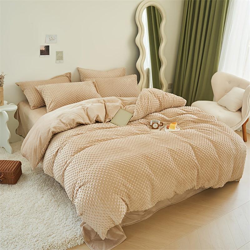 3pc Crystal Velvet Duvet Cover Set, Soft Comfortable Bedding, Bedroom Decor