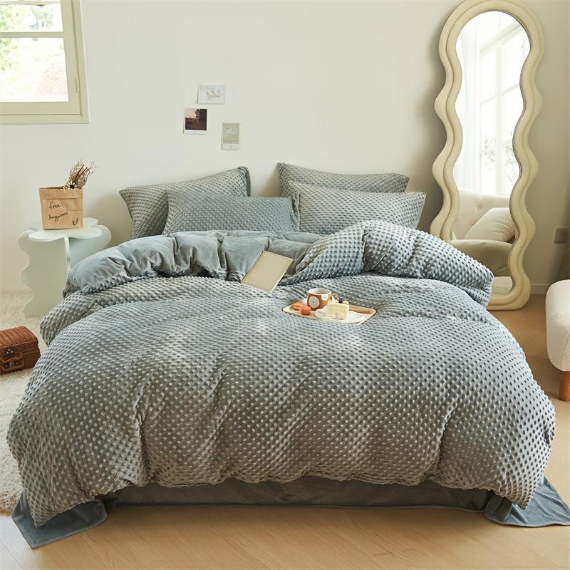 3pc Crystal Velvet Duvet Cover Set, Soft Comfortable Bedding, Bedroom Decor