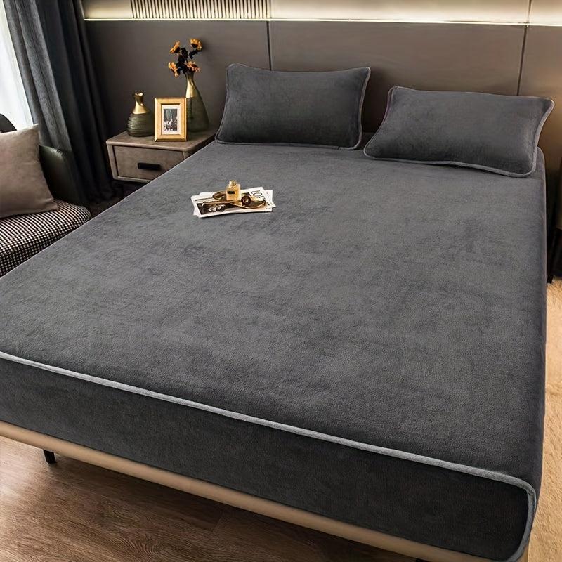 Soft Milk Velvet Fitted Sheet Warm Mattress Cover