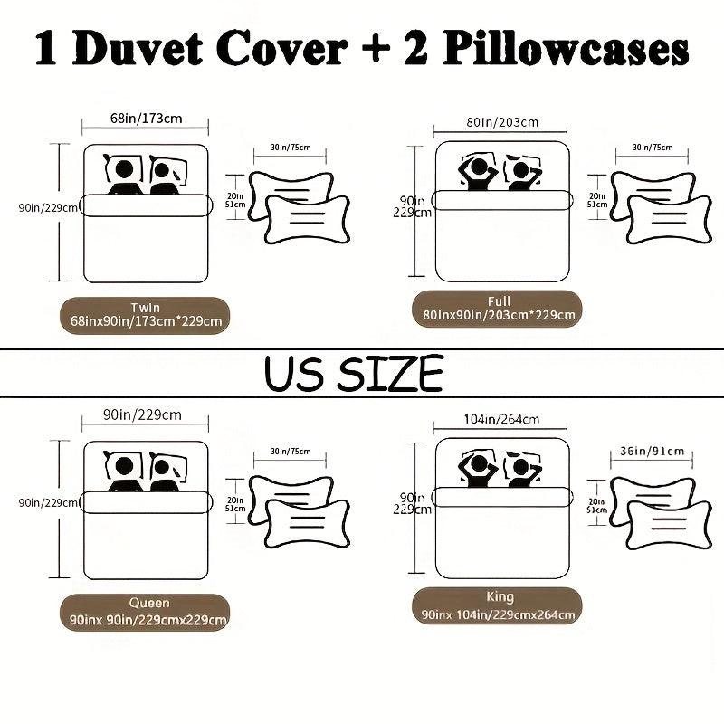 3pcs Halloween Theme Duvet Cover Set Colorful Cat Print Bedding Set