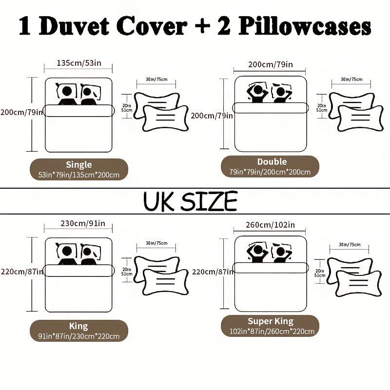 3pcs Halloween Theme Duvet Cover Set Colorful Cat Print Bedding Set