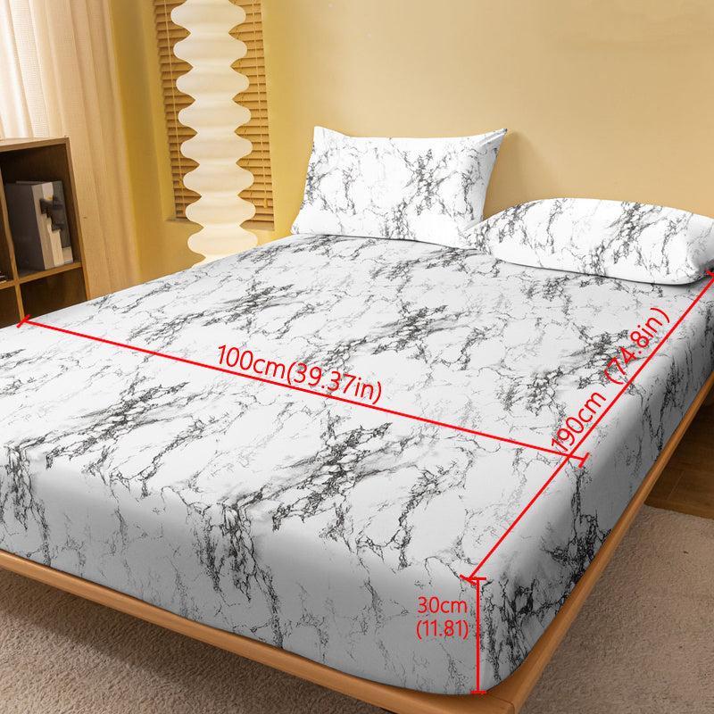 Soft Brushed Marble Print Fitted Sheet, Deep Pocket, No Pillowcases