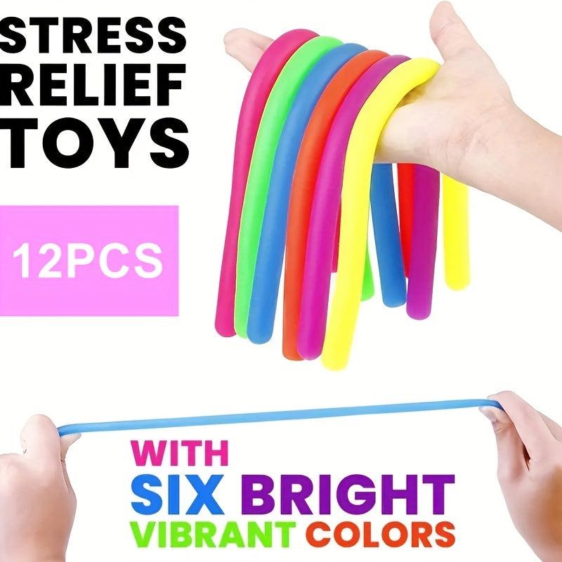 12pcs Stress Relief Toy Anti Fidget Soft Glue Elastic Rope Anti Anxiety Gift