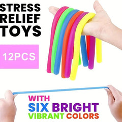 12pcs Stress Relief Toy Anti Fidget Soft Glue Elastic Rope Anti Anxiety Gift