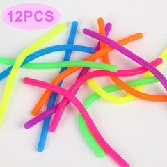 12pcs Stress Relief Toy Anti Fidget Soft Glue Elastic Rope Anti Anxiety Gift