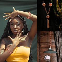 100pcs African Wooden Beads for Braids Crafts Vibrant Colors Textures Girls Boys
