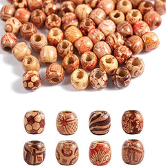 100pcs African Wooden Beads for Braids Crafts Vibrant Colors Textures Girls Boys
