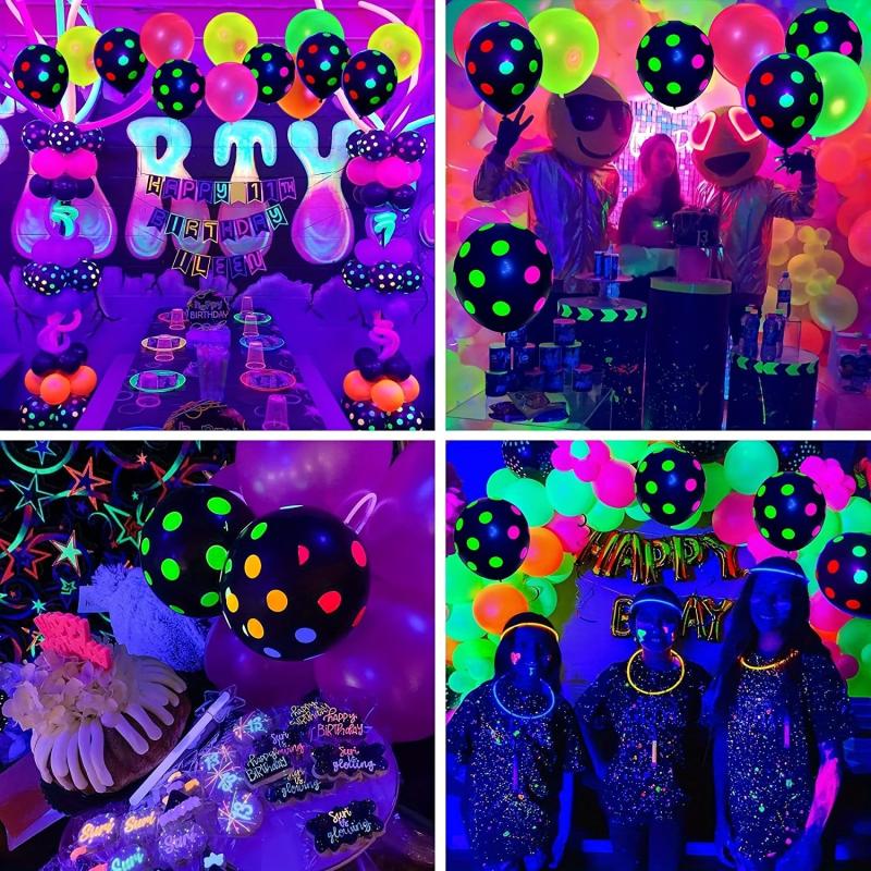 10pcs 12 Inch Dot Heart Pattern UV Luminescent Balloons for Birthday Wedding