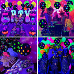 10pcs 12 Inch Dot Heart Pattern UV Luminescent Balloons for Birthday Wedding