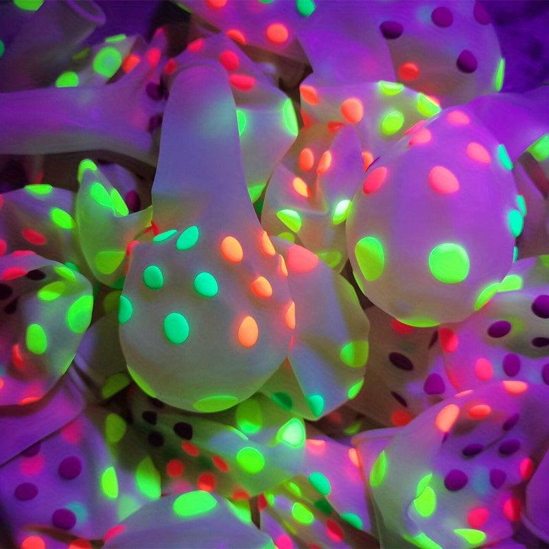 10pcs 12 Inch Dot Heart Pattern UV Luminescent Balloons for Birthday Wedding