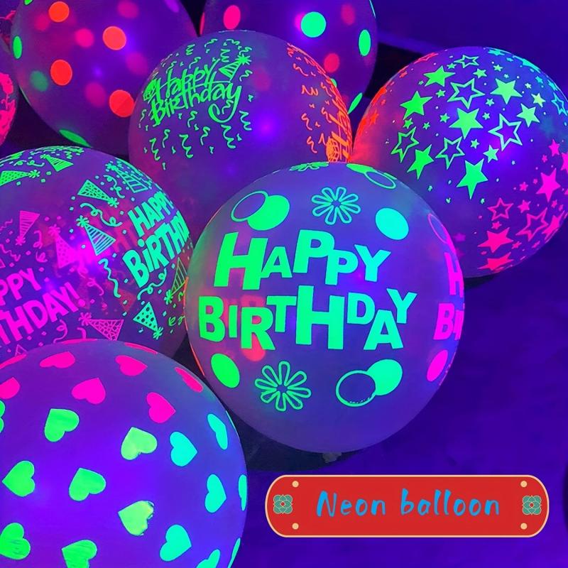 10pcs 12 Inch Dot Heart Pattern UV Luminescent Balloons for Birthday Wedding