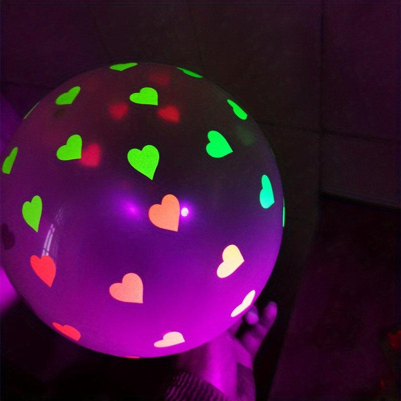 10pcs 12 Inch Dot Heart Pattern UV Luminescent Balloons for Birthday Wedding