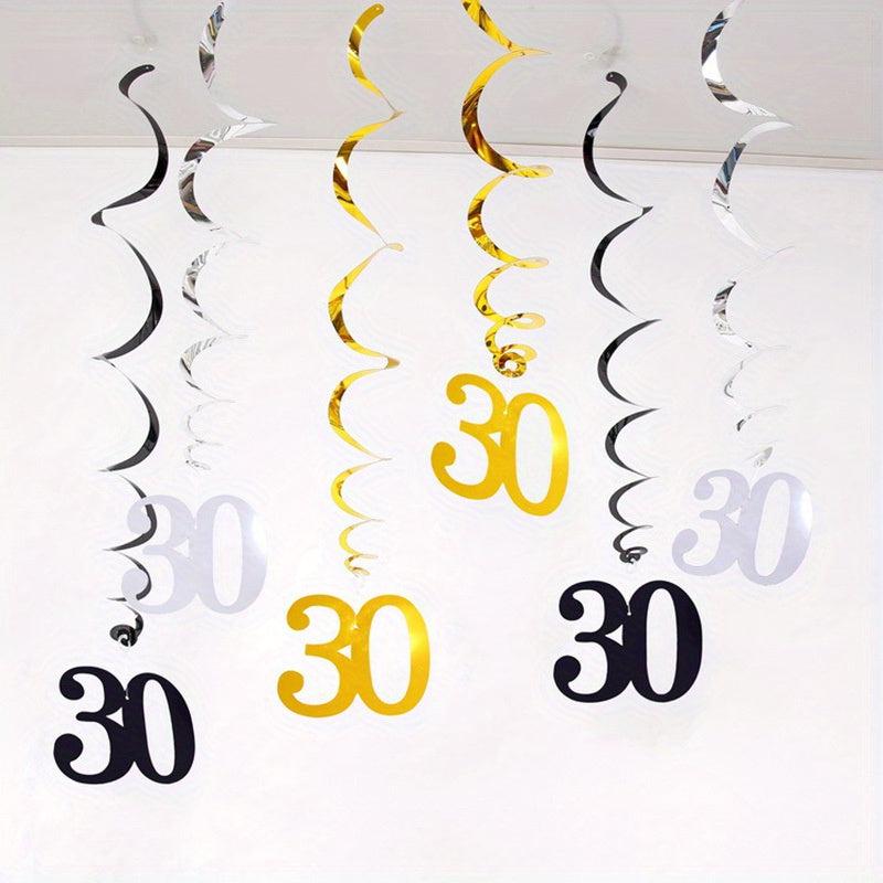 6pcs Happy Birthday Number Spiral 18 21 30 40 50 60 70 80 90