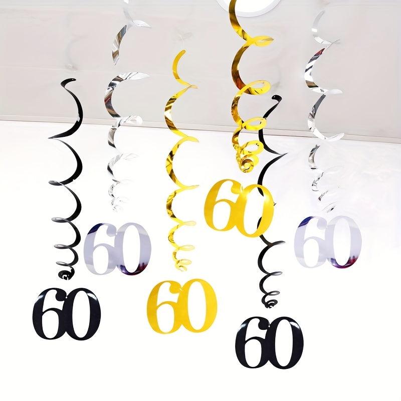 6pcs Happy Birthday Number Spiral 18 21 30 40 50 60 70 80 90