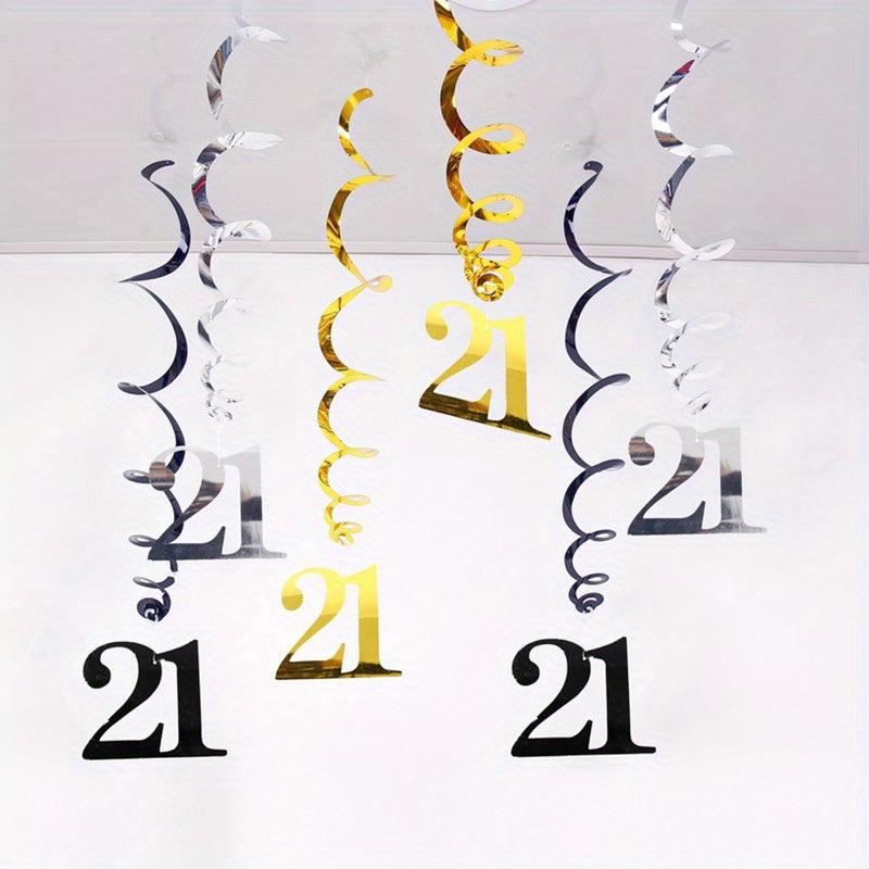 6pcs Happy Birthday Number Spiral 18 21 30 40 50 60 70 80 90