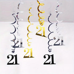 6pcs Happy Birthday Number Spiral 18 21 30 40 50 60 70 80 90