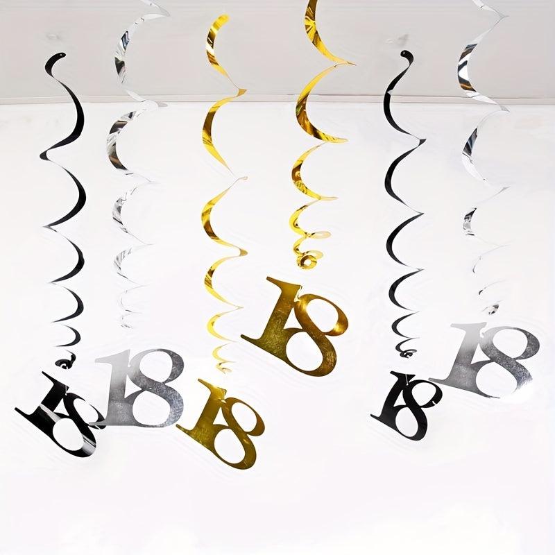 6pcs Happy Birthday Number Spiral 18 21 30 40 50 60 70 80 90