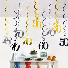 6pcs Happy Birthday Number Spiral 18 21 30 40 50 60 70 80 90