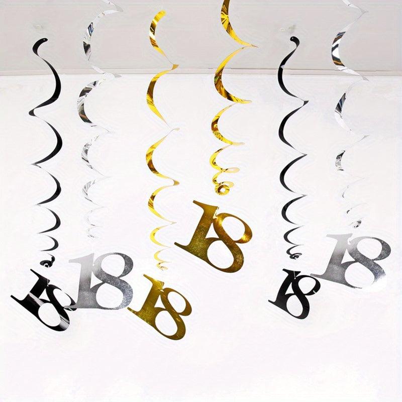 6pcs Happy Birthday Number Spiral 18 21 30 40 50 60 70 80 90