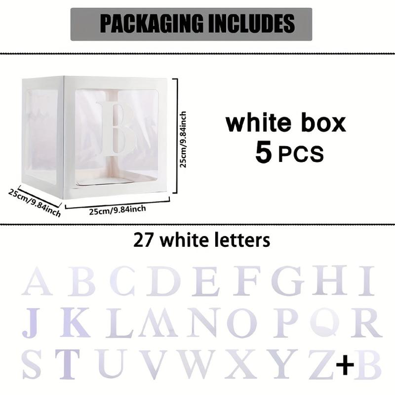 5pcs Transparent Balloon Boxes With 27 Letters Clear Block Boxes Backdrop