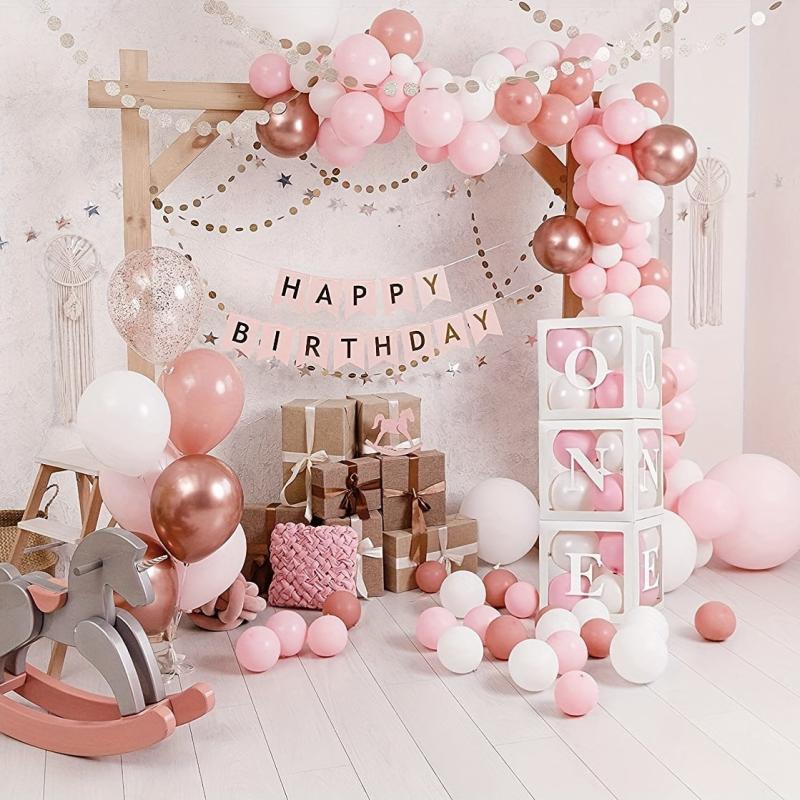 5pcs Transparent Balloon Boxes With 27 Letters Clear Block Boxes Backdrop