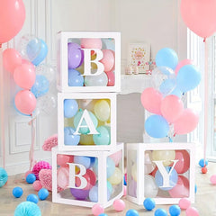 5pcs Transparent Balloon Boxes With 27 Letters Clear Block Boxes Backdrop