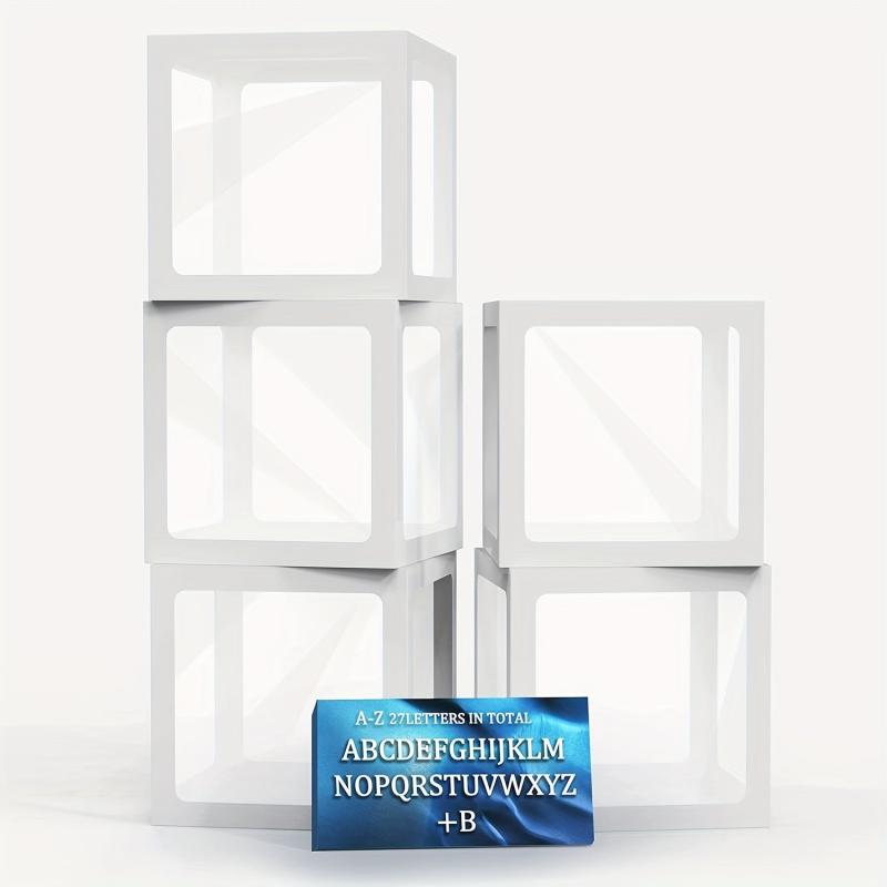 5pcs Transparent Balloon Boxes With 27 Letters Clear Block Boxes Backdrop