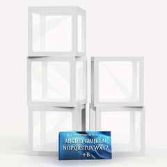 5pcs Transparent Balloon Boxes With 27 Letters Clear Block Boxes Backdrop