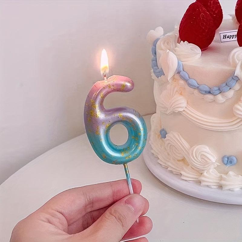 Starry Sky Gradient Number Candle for Cake Decoration
