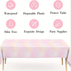 Rainbow Tablecloth for Birthday Party Decorations
