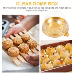 50pcs Mini Dessert Cake Box Transparent Cup Cake Pastry Baking Packaging Box