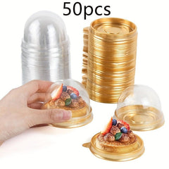 50pcs Mini Dessert Cake Box Transparent Cup Cake Pastry Baking Packaging Box