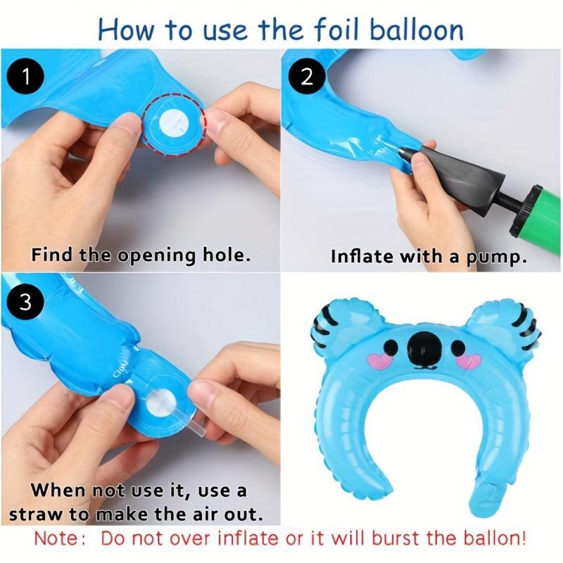 10pcs Zoo Animal Inflatable Headbands Safari Balloon Hair Hoop