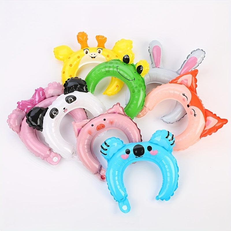10pcs Zoo Animal Inflatable Headbands Safari Balloon Hair Hoop
