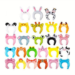 10pcs Zoo Animal Inflatable Headbands Safari Balloon Hair Hoop
