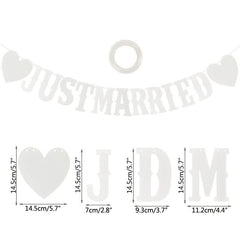 Vintage Just Married Bunting Banner Bridal Shower Photo Props
