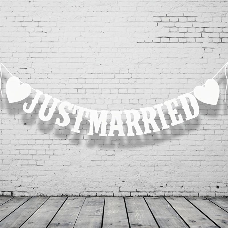 Vintage Just Married Bunting Banner Bridal Shower Photo Props