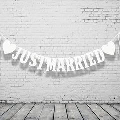 Vintage Just Married Bunting Banner Bridal Shower Photo Props