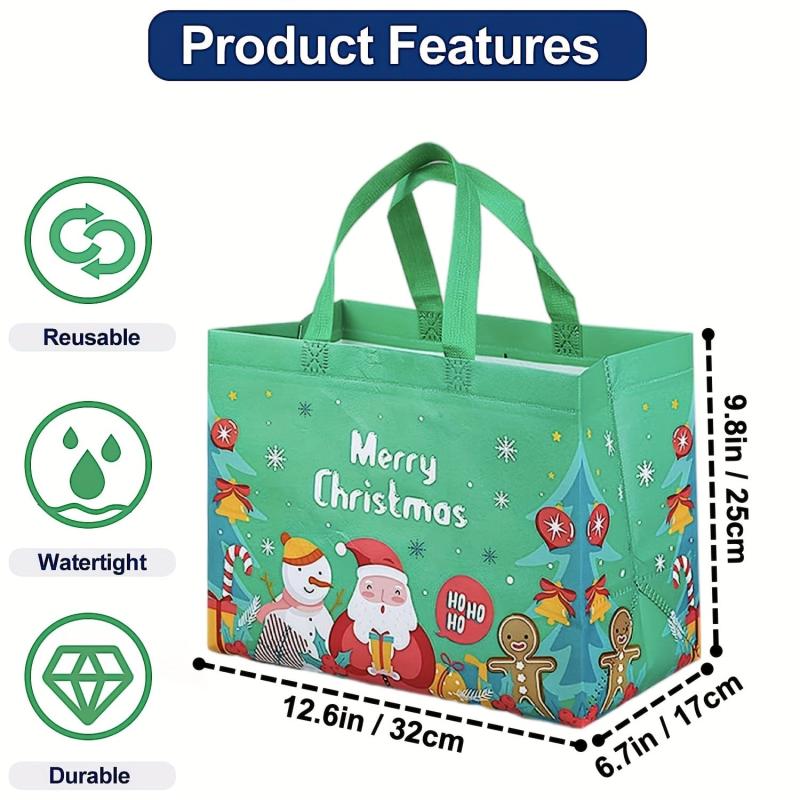 8PCS Christmas Gift Bags Reusable Tote Bags with Handles