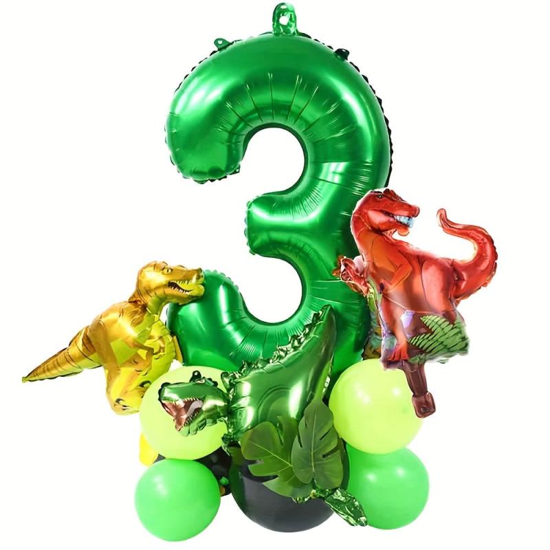 19pcs Green Dinosaur Balloon Set Forest Theme Decoration