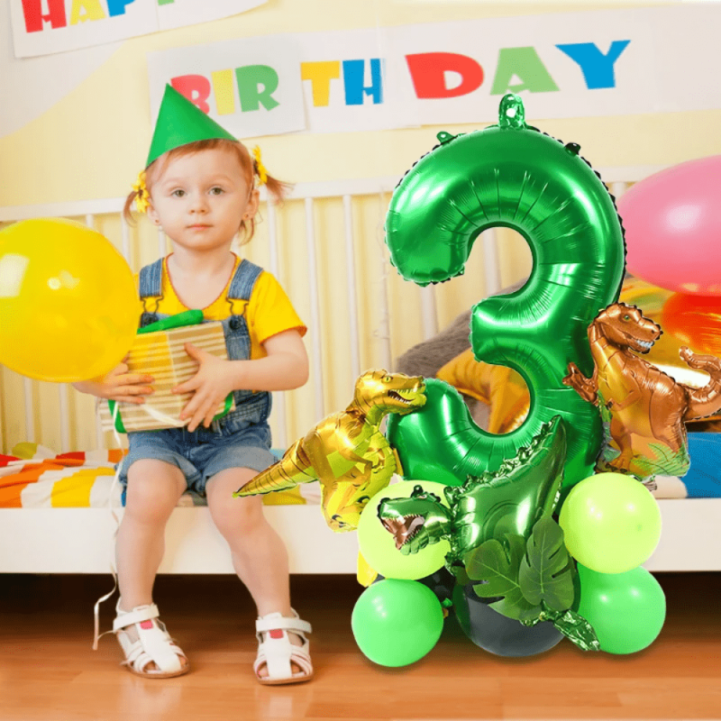 19pcs Green Dinosaur Balloon Set Forest Theme Decoration