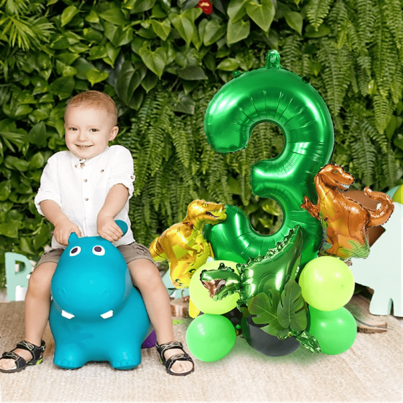 19pcs Green Dinosaur Balloon Set Forest Theme Decoration
